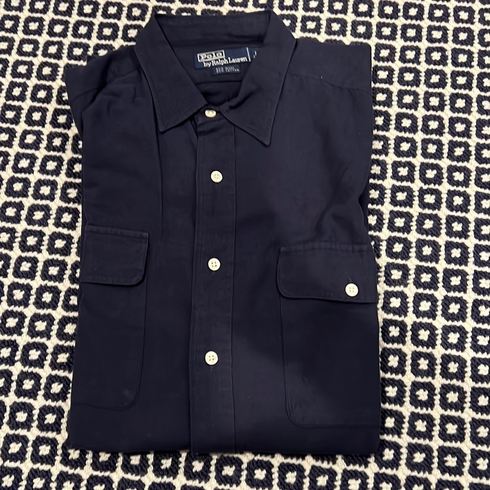 Polo 80% wool, 20% cotton blue shirt